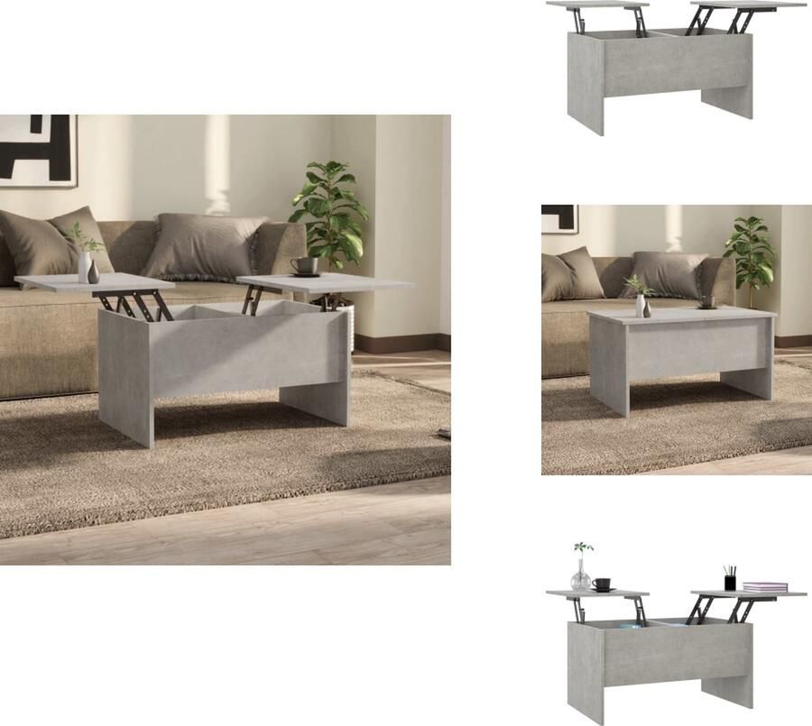 VidaXL Salontafel Salontafels Tafel Bijzettafel Salontafel 80x50x42 5 cm bewerkt hout betongrijs
