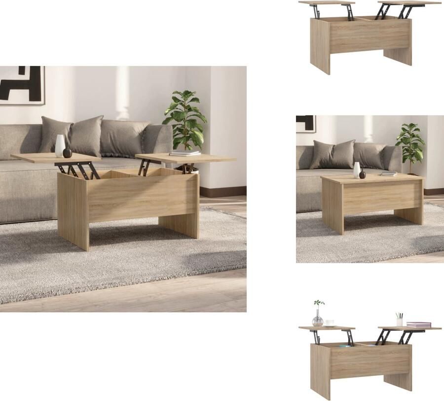 VidaXL Salontafel Salontafels Tafel Bijzettafel Salontafel 80x50x42-5 cm bewerkt hout sonoma eikenkleurig