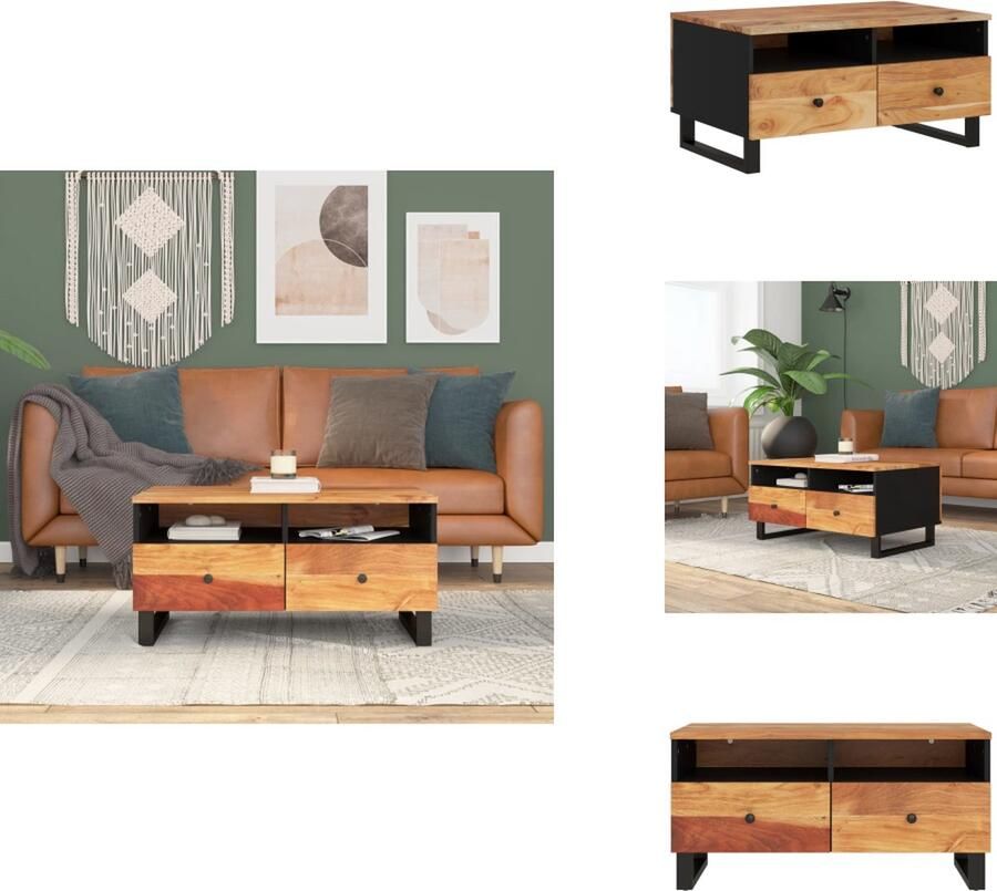 VidaXL Salontafel Salontafels Tafel Bijzettafel -Salontafel-80x54x40-cm-massief-acaciahout-en-bewerkt-hout