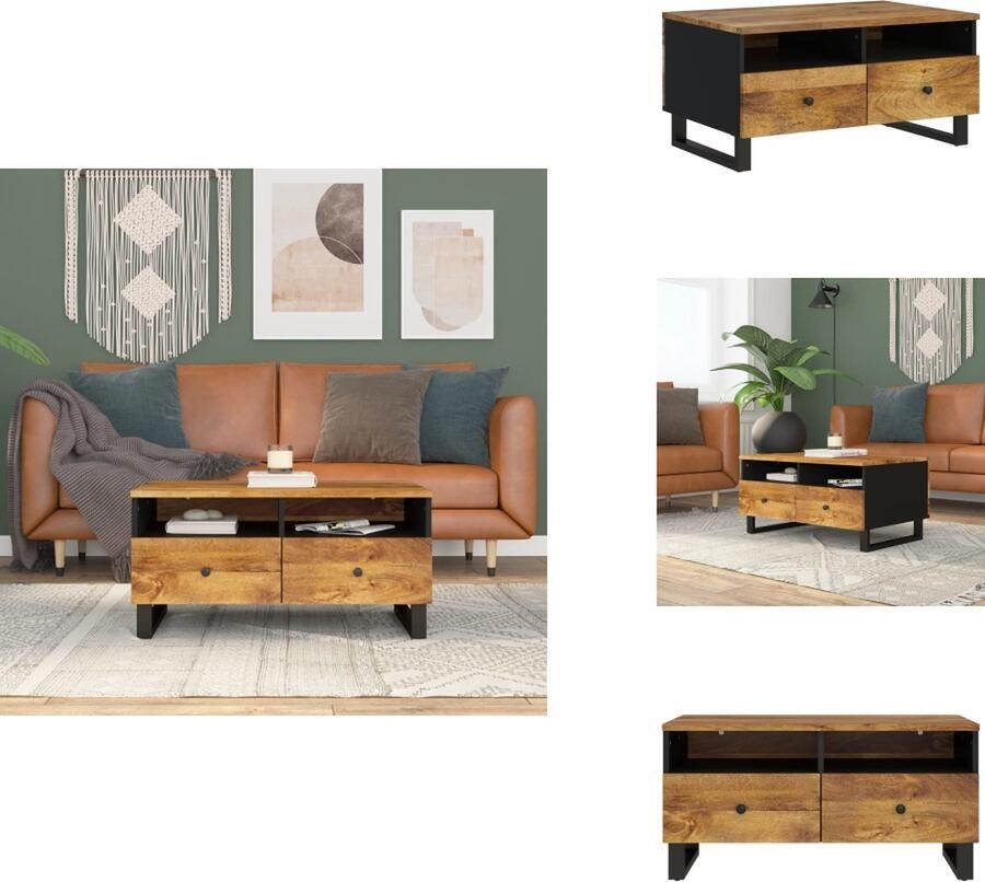 VidaXL Salontafel Salontafels Tafel Bijzettafel -Salontafel-80x54x40-cm-massief-mangohout-en-bewerkt-hout
