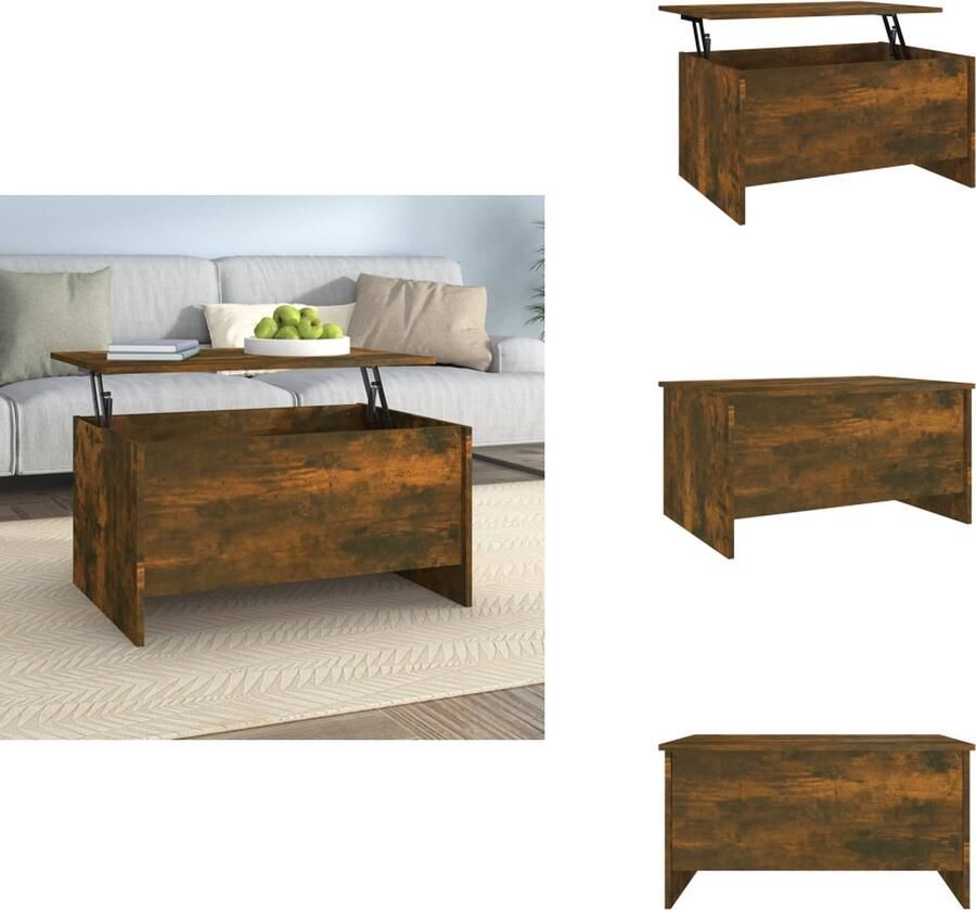 VidaXL Salontafel Salontafels Tafel Bijzettafel Salontafel 80x55 5x41 5 cm bewerkt hout gerookt eikenkleurig