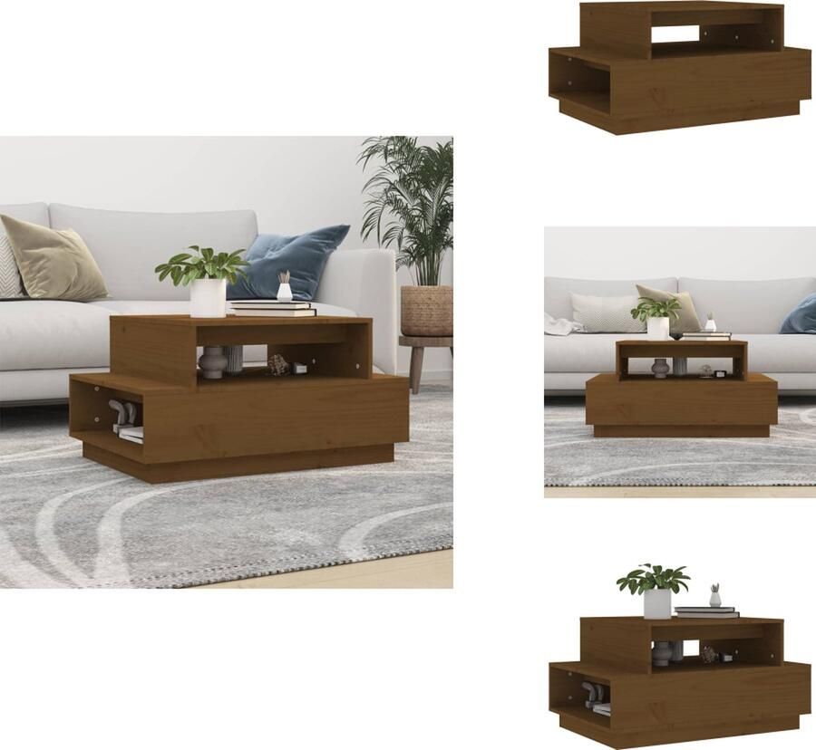 VidaXL Salontafel Salontafels Tafel Bijzettafel Salontafel 80x55x40-5 cm massief grenenhout honingbruin