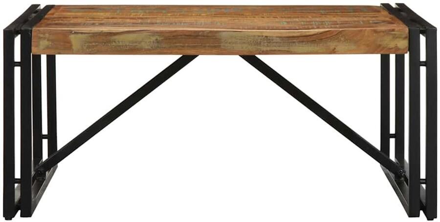 The Living Store Salontafel 80x80x35 cm massief gerecycled hout meerkleurig Salontafel Houten Salontafel Vintage Salontafel Industriële Salontafel Multifunctionele Salontafel