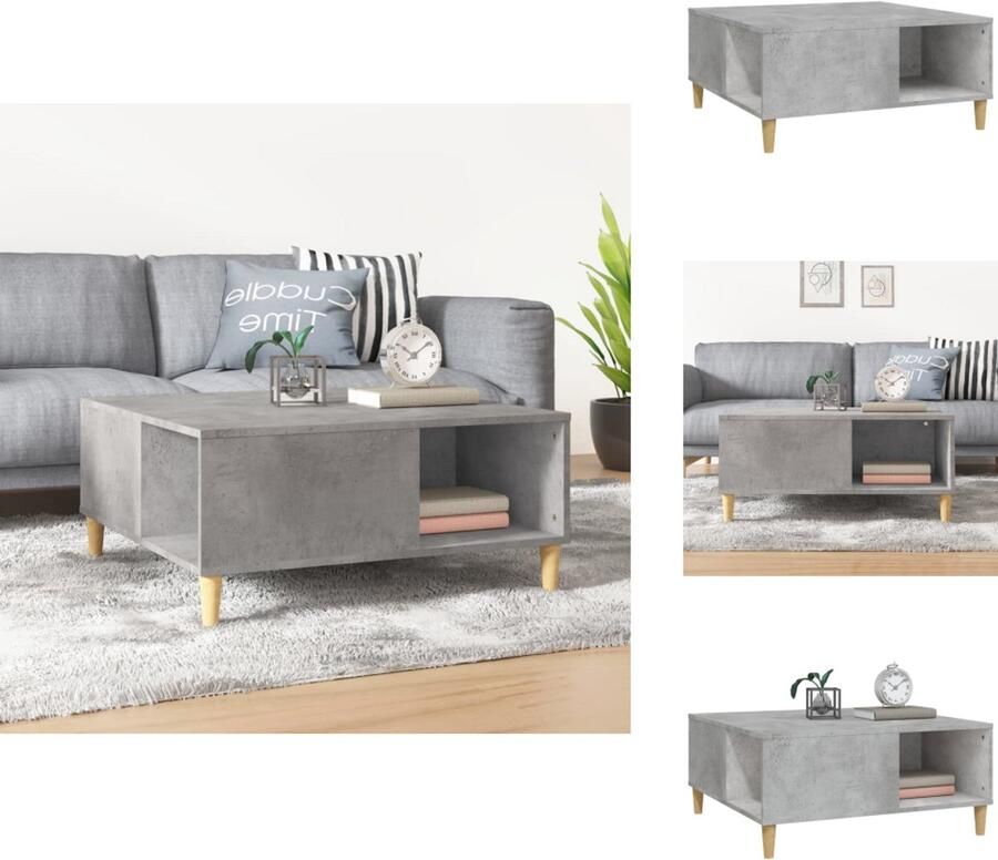 VidaXL Salontafel Salontafels Tafel Bijzettafel -Salontafel-80x80x36-5-cm-bewerkt-hout-betongrijs