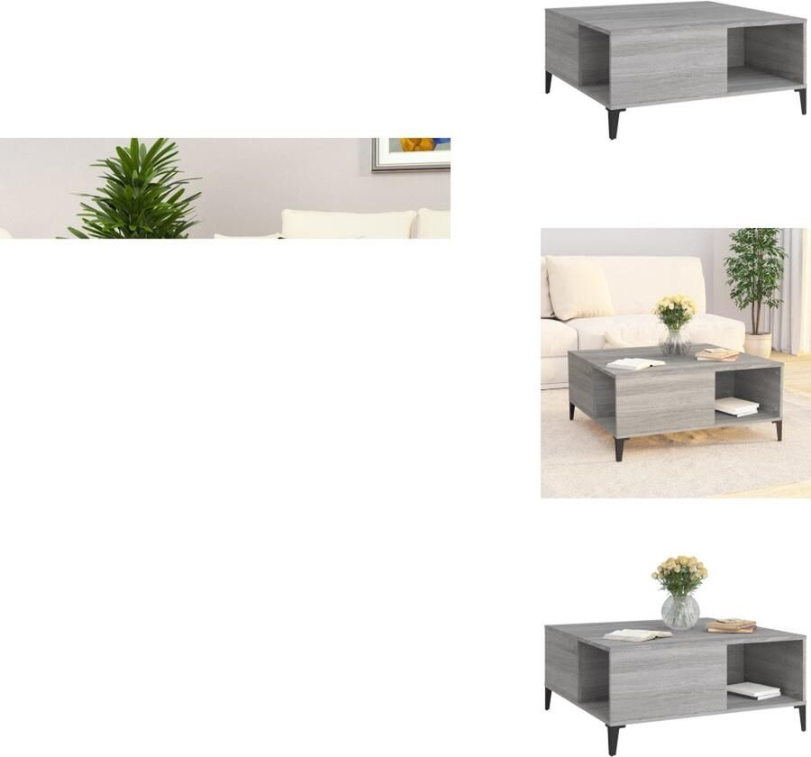 VidaXL Salontafel Salontafels Tafel Bijzettafel -Salontafel-80x80x36-5-cm-bewerkt-hout-grijs-sonoma-eikenkleurig - Foto 2