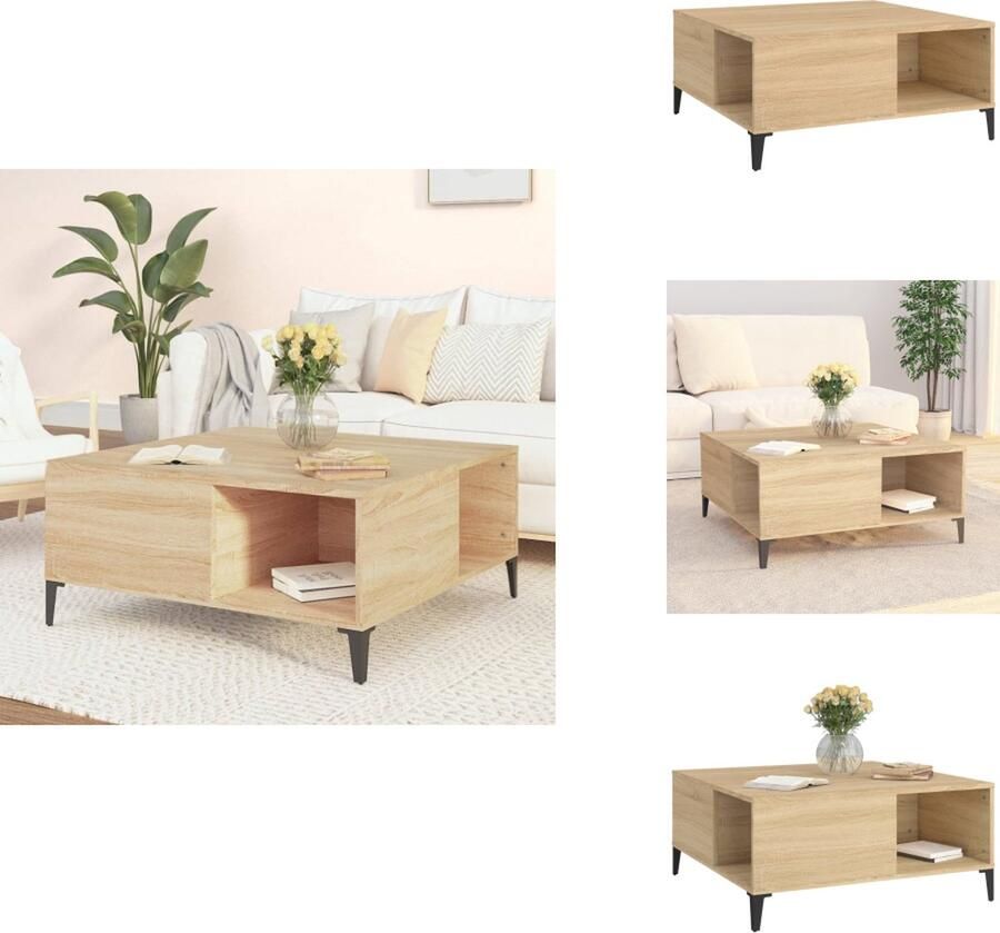 VidaXL Salontafel Salontafels Tafel Bijzettafel -Salontafel-80x80x36-5-cm-bewerkt-hout-sonoma-eikenkleurig - Foto 2