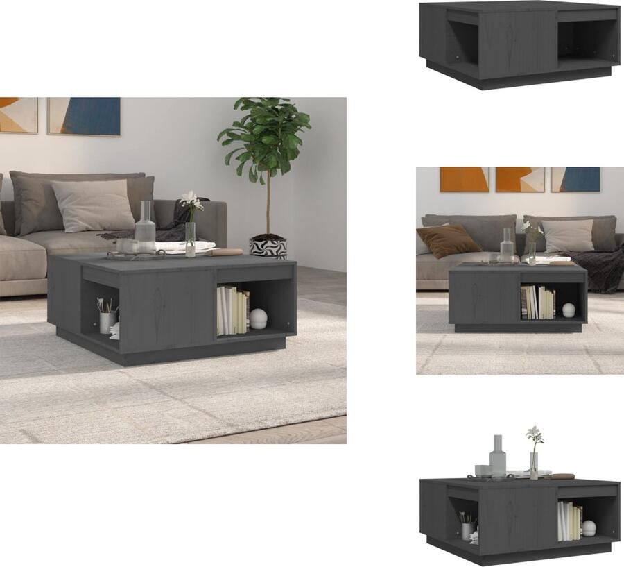 VidaXL Salontafel Salontafels Tafel Bijzettafel Salontafel 80x81x36 5 cm massief grenenhout grijs