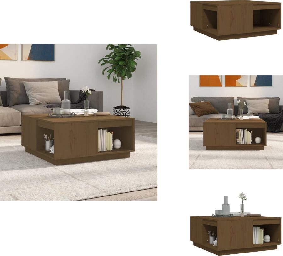 VidaXL Salontafel Salontafels Tafel Bijzettafel Salontafel 80x81x36 5 cm massief grenenhout honingbruin