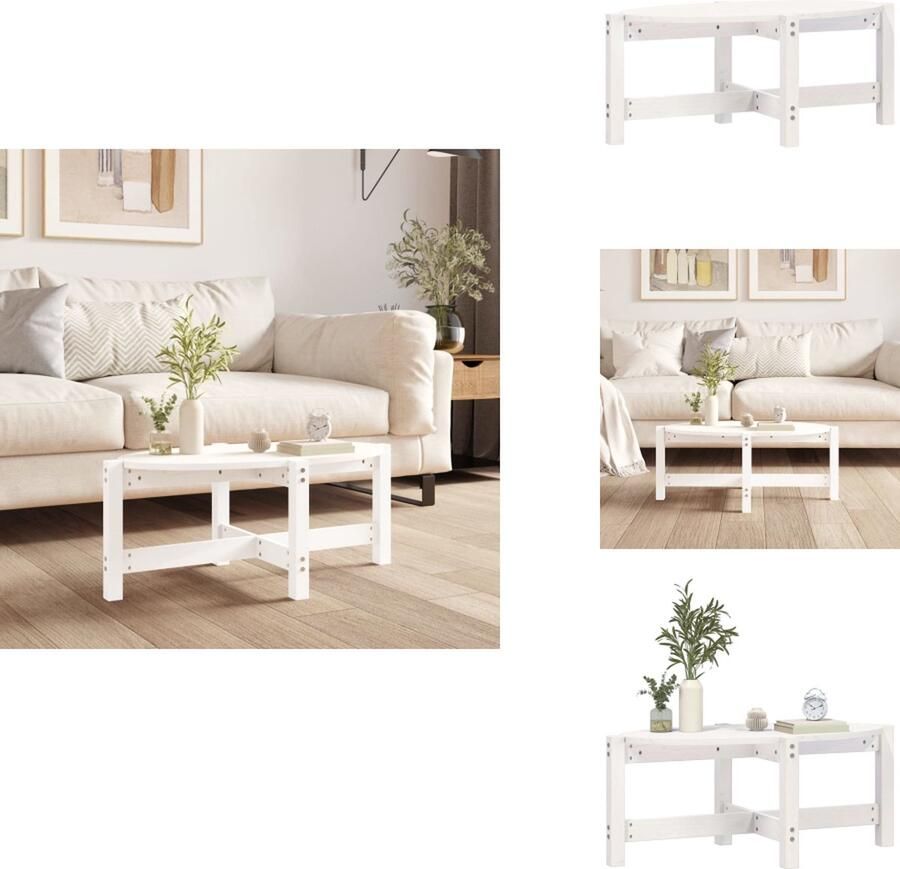 VidaXL Salontafel Salontafels Tafel Bijzettafel Salontafel 87x48x35 cm massief grenenhout wit