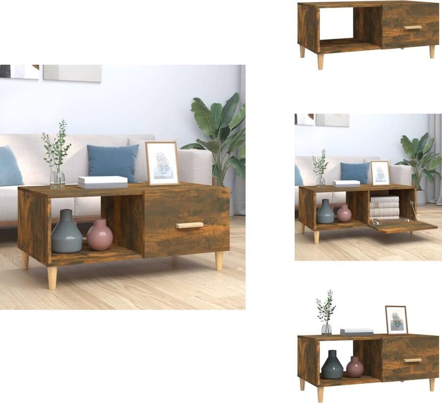 VidaXL Salontafel Salontafels Tafel Bijzettafel Salontafel 89 5x50x40 cm bewerkt hout gerookt eikenkleurig