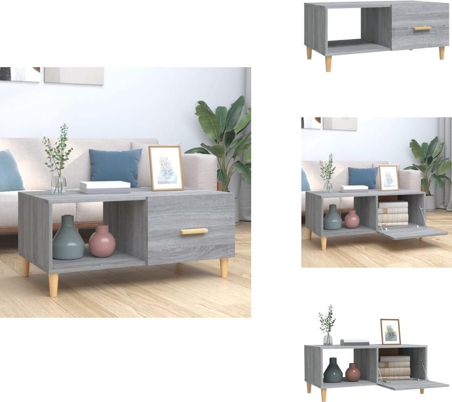 VidaXL Salontafel Salontafels Tafel Bijzettafel Salontafel 89 5x50x40 cm bewerkt hout grijs sonoma eikenkleurig