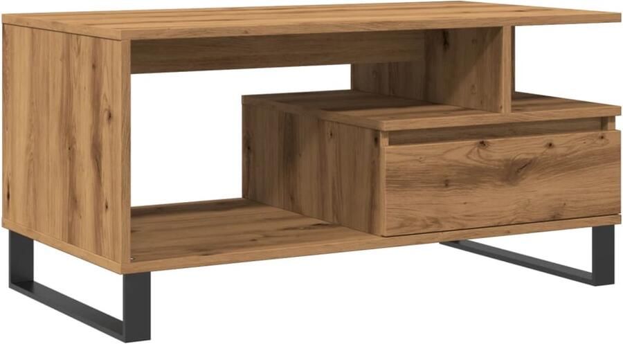 VidaXL Salontafel 90x49x45 cm bewerkt hout artisanaal eikenkleurig Salontafel Houten Salontafel Eikenhouten Salontafel Livingroom Furniture Koffietafel