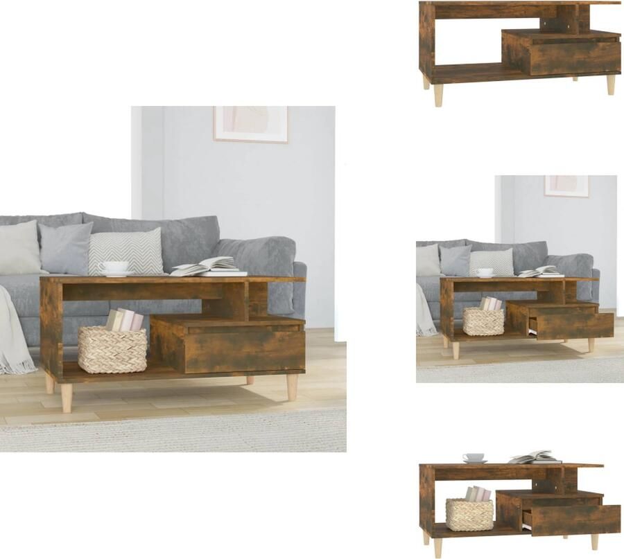 VidaXL Salontafel Salontafels Tafel Bijzettafel Salontafel 90x49x45 cm bewerkt hout gerookt eikenkleurig