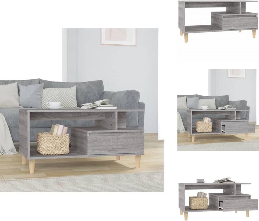 VidaXL Salontafel Salontafels Tafel Bijzettafel Salontafel 90x49x45 cm bewerkt hout grijs sonoma