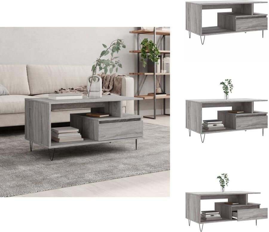 VidaXL Salontafel Salontafels Tafel Bijzettafel Salontafel 90x49x45 cm bewerkt hout grijs sonoma