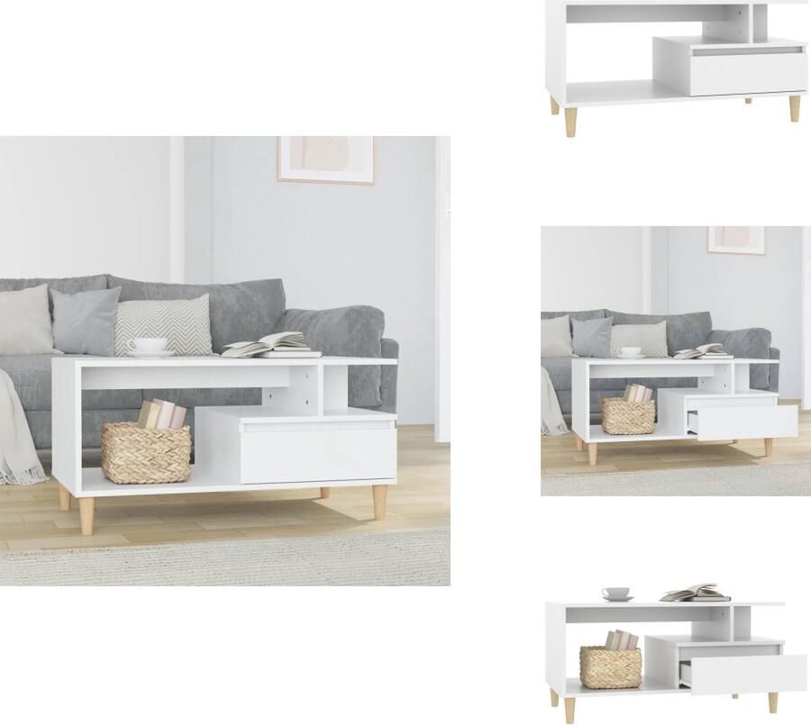 VidaXL Salontafel Salontafels Tafel Bijzettafel Salontafel 90x49x45 cm bewerkt hout wit