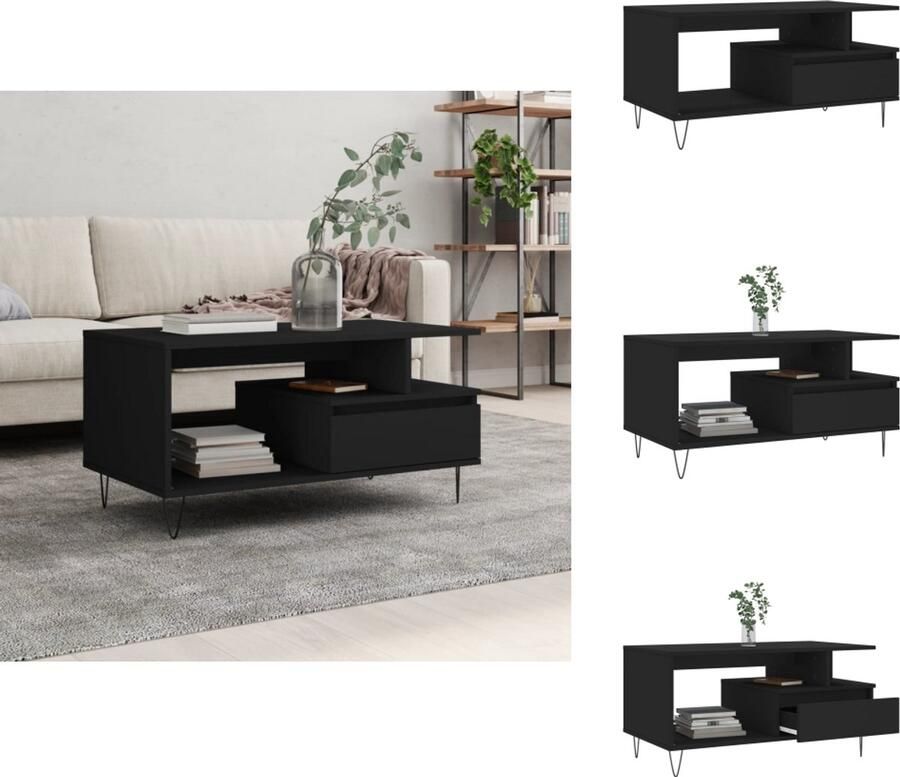 VidaXL Salontafel Salontafels Tafel Bijzettafel Salontafel 90x49x45 cm bewerkt hout zwart