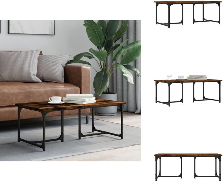 VidaXL Salontafel Salontafels Tafel Bijzettafel Salontafel 90x50x35 cm bewerkt hout gerookt eikenkleurig