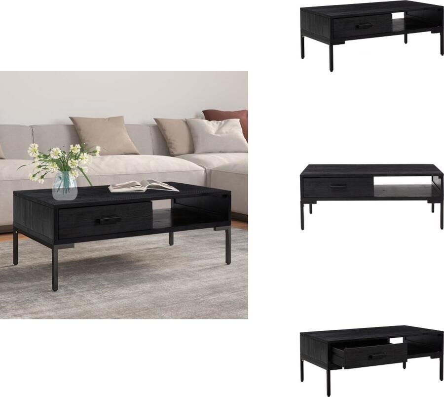 VidaXL Salontafel Salontafels Tafel Bijzettafel Salontafel 90x50x35 cm massief gerecycled grenenhout zwart