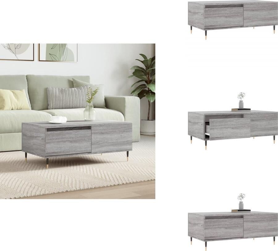 The Living Store Salontafel Trendy Bijzettafels of afmeting- 90 x 50 x 36.5 cm Ken- Duurzaam materiaal Salontafel Bijzettafel Houten Salontafel Grijze Salontafel Trendige Salontafel - Foto 4