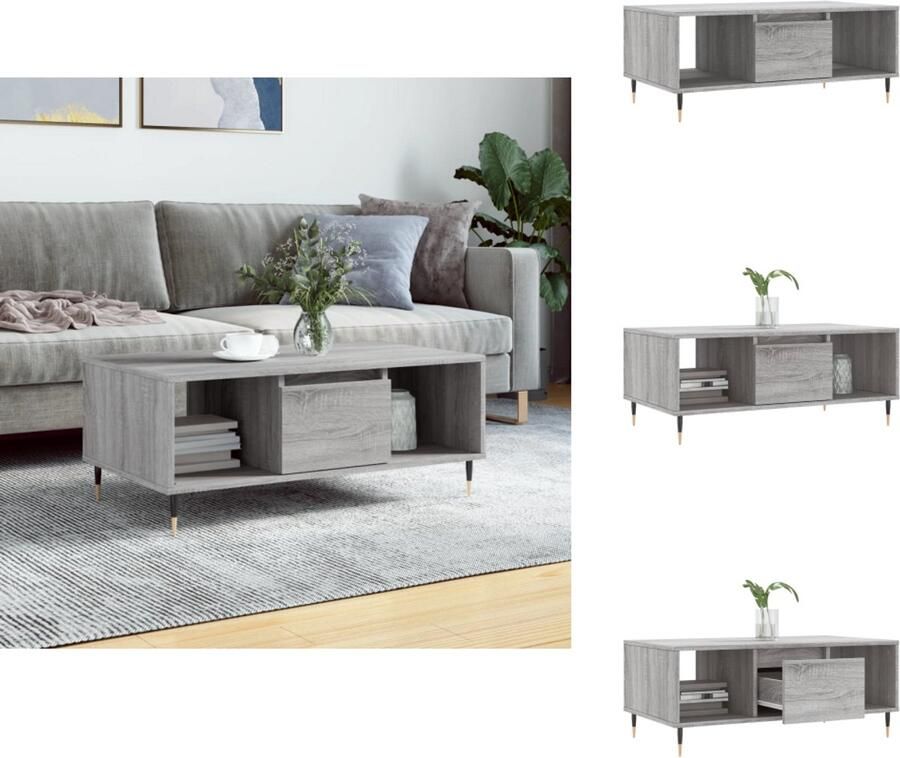 The Living Store Salontafel Trendy Bijzettafels of afmeting- 90 x 50 x 36.5 cm Ken- Duurzaam materiaal Salontafel Bijzettafel Houten Salontafel Grijze Salontafel Trendige Salontafel - Foto 5
