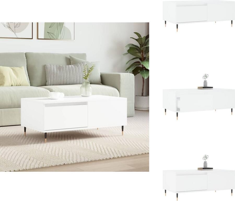 VidaXL Salontafel Salontafels Tafel Bijzettafel -Salontafel-90x50x36-5-cm-bewerkt-hout-wit