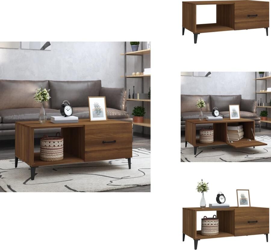 VidaXL Salontafel Salontafels Tafel Bijzettafel Salontafel 90x50x40 cm bewerkt hout bruineikenkleurig
