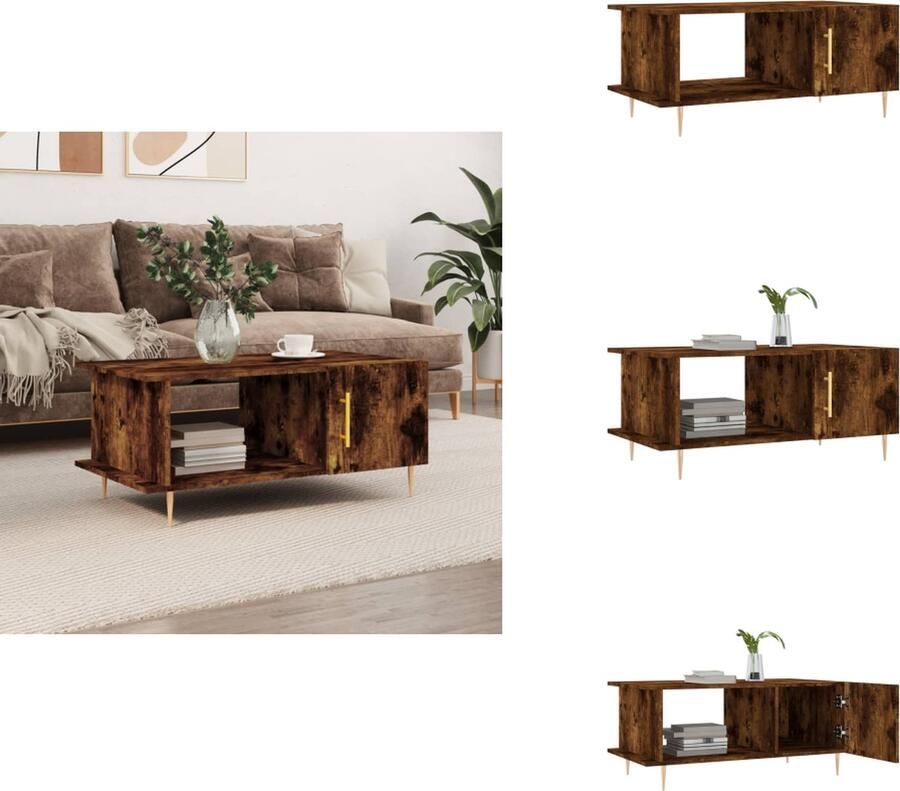 VidaXL Salontafel Salontafels Tafel Bijzettafel -Salontafel-90x50x40-cm-bewerkt-hout-gerookt-eikenkleurig - Foto 3