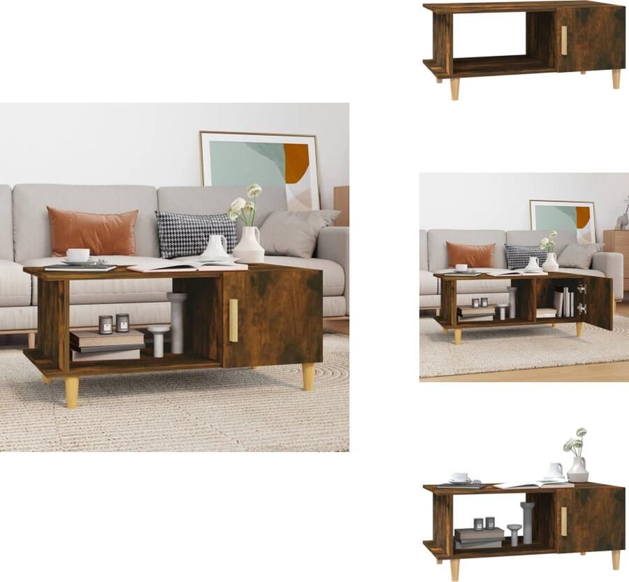 VidaXL Salontafel Salontafels Tafel Bijzettafel -Salontafel-90x50x40-cm-bewerkt-hout-gerookt-eikenkleurig