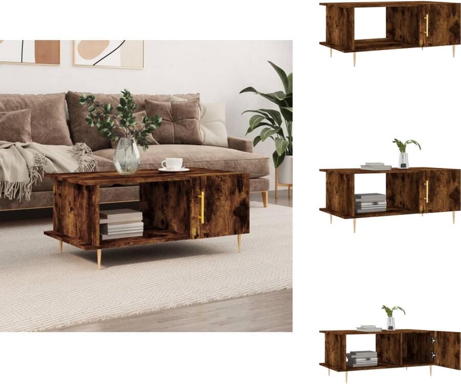 VidaXL Salontafel Salontafels Tafel Bijzettafel -Salontafel-90x50x40-cm-bewerkt-hout-gerookt-eikenkleurig - Foto 5