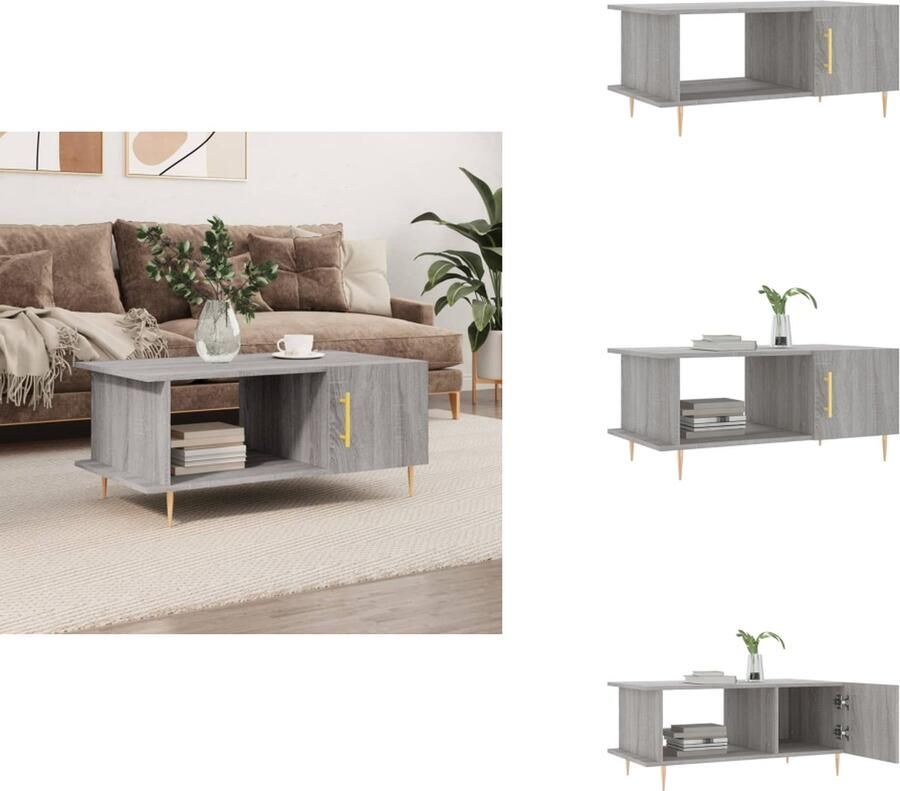 VidaXL Salontafel Salontafels Tafel Bijzettafel -Salontafel-90x50x40-cm-bewerkt-hout-grijs-sonoma-eikenkleurig - Foto 4