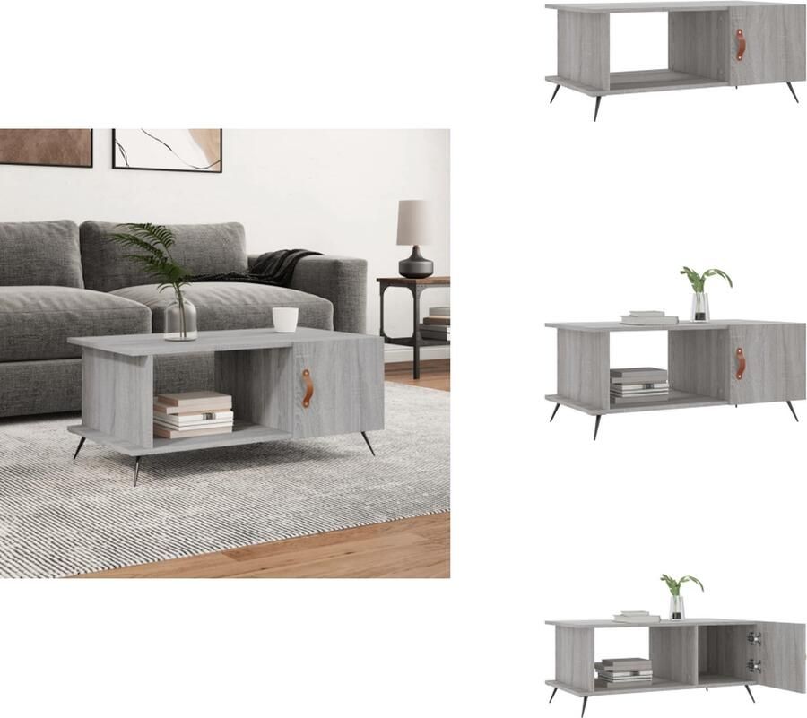 VidaXL Salontafel Salontafels Tafel Bijzettafel -Salontafel-90x50x40-cm-bewerkt-hout-grijs-sonoma-eikenkleurig - Foto 3