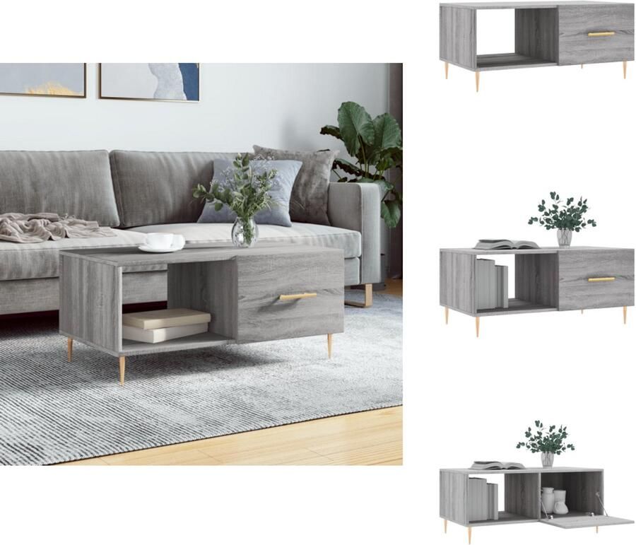 VidaXL Salontafel Salontafels Tafel Bijzettafel -Salontafel-90x50x40-cm-bewerkt-hout-grijs-sonoma-eikenkleurig - Foto 8