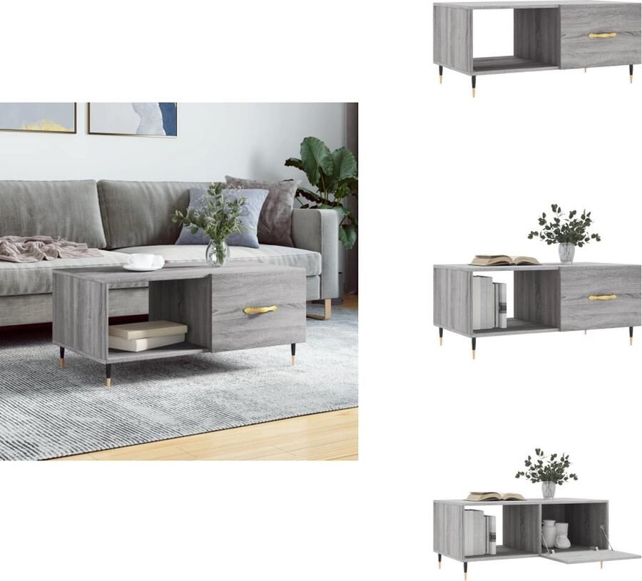 VidaXL Salontafel Salontafels Tafel Bijzettafel -Salontafel-90x50x40-cm-bewerkt-hout-grijs-sonoma-eikenkleurig