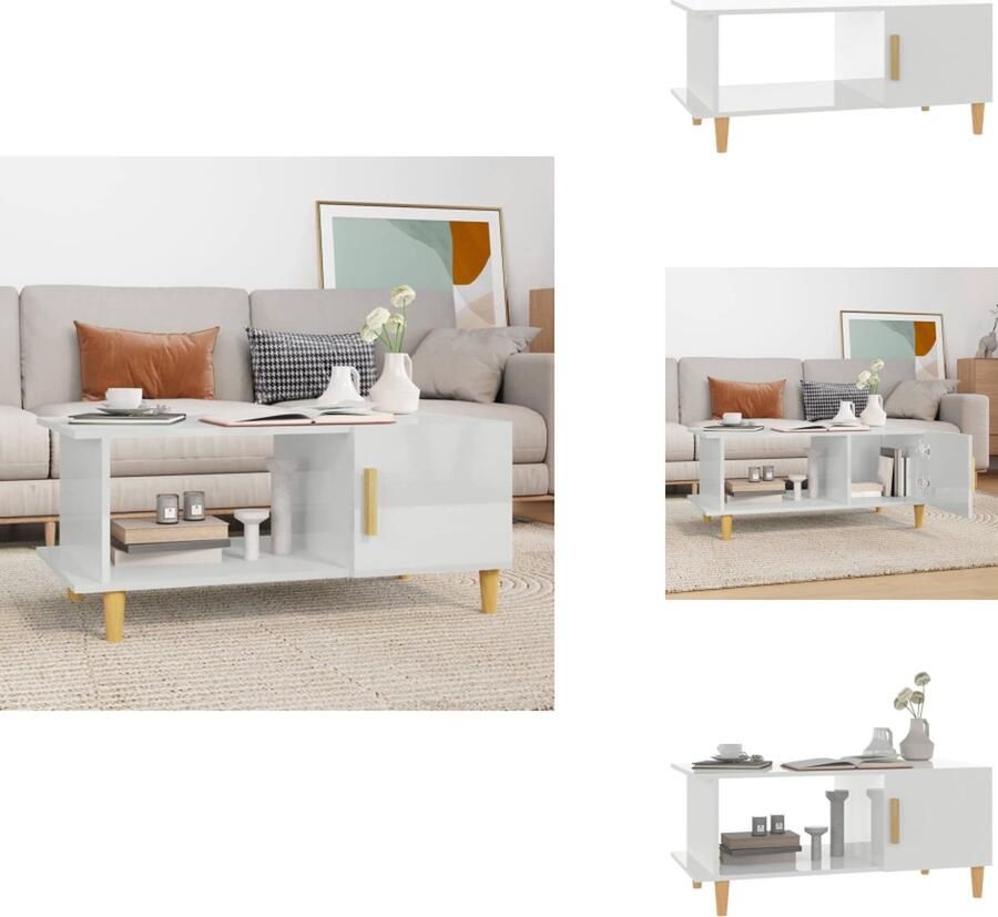 VidaXL Salontafel Salontafels Tafel Bijzettafel -Salontafel-90x50x40-cm-bewerkt-hout-hoogglans-wit