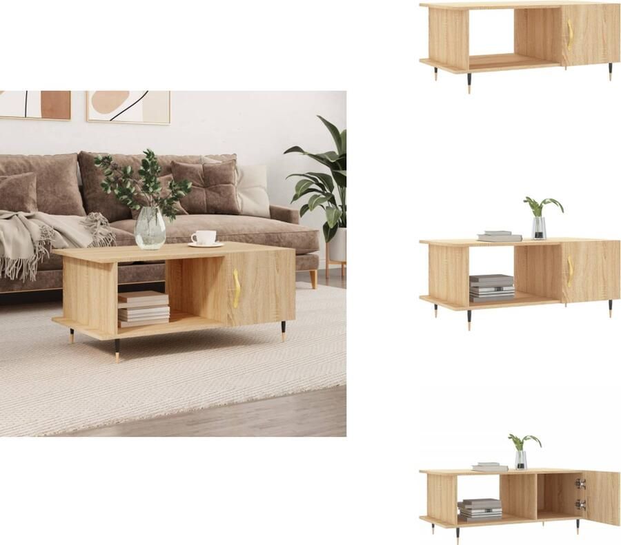 VidaXL Salontafel Salontafels Tafel Bijzettafel Salontafel 90x50x40 cm bewerkt hout sonoma eikenkleurig - Foto 2