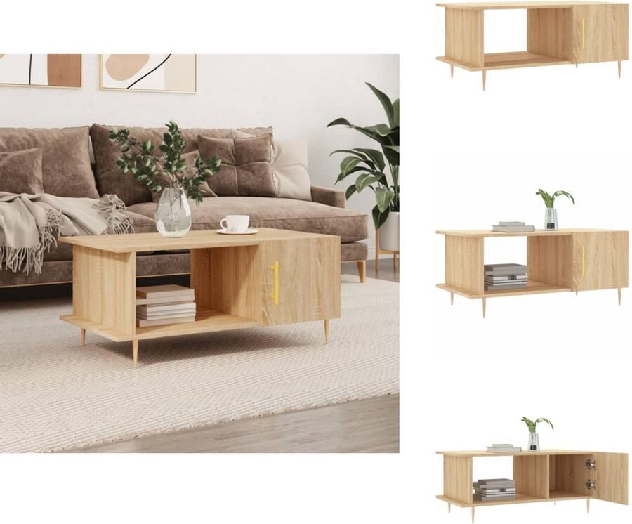VidaXL Salontafel Salontafels Tafel Bijzettafel -Salontafel-90x50x40-cm-bewerkt-hout-sonoma-eikenkleurig - Foto 3