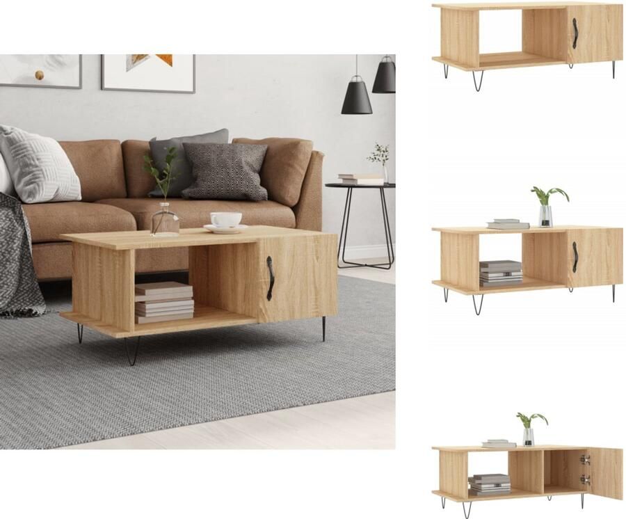 VidaXL Salontafel Salontafels Tafel Bijzettafel -Salontafel-90x50x40-cm-bewerkt-hout-sonoma-eikenkleurig - Foto 2