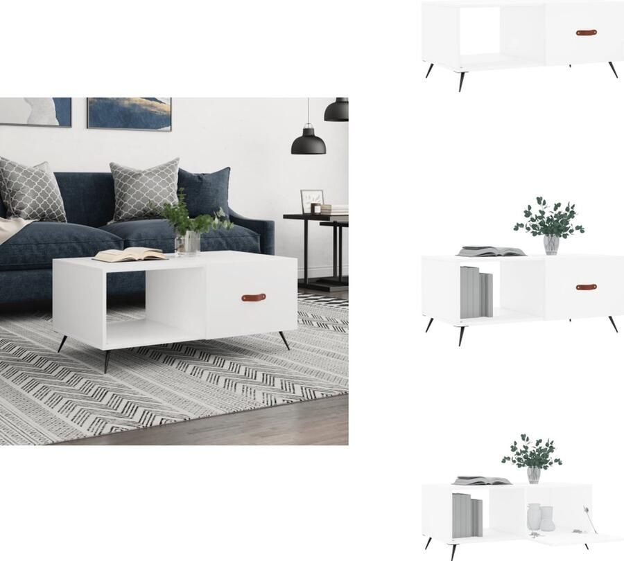 VidaXL Salontafel 90x50x40 cm bewerkt hout wit Salontafel Witte Salontafel Houten Salontafel Metalen Salontafel Bijzettafel Tv Tafeltje Living Room Furniture Salontafel Salontafels Tafel Bijzettafel - Foto 5