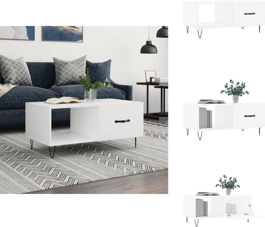 VidaXL Salontafel 90x50x40 cm bewerkt hout wit Salontafel Witte Salontafel Houten Salontafel Metalen Salontafel Bijzettafel Tv Tafeltje Living Room Furniture Salontafel Salontafels Tafel Bijzettafel