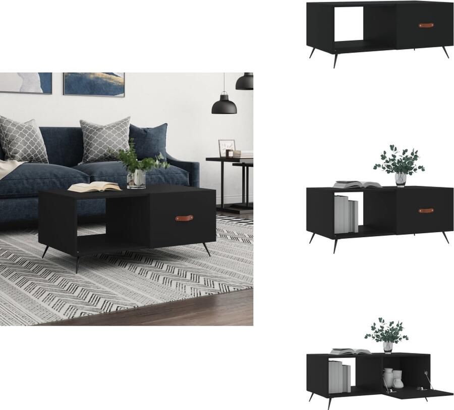 VidaXL Salontafel Salontafels Tafel Bijzettafel -Salontafel-90x50x40-cm-bewerkt-hout-zwart - Foto 2