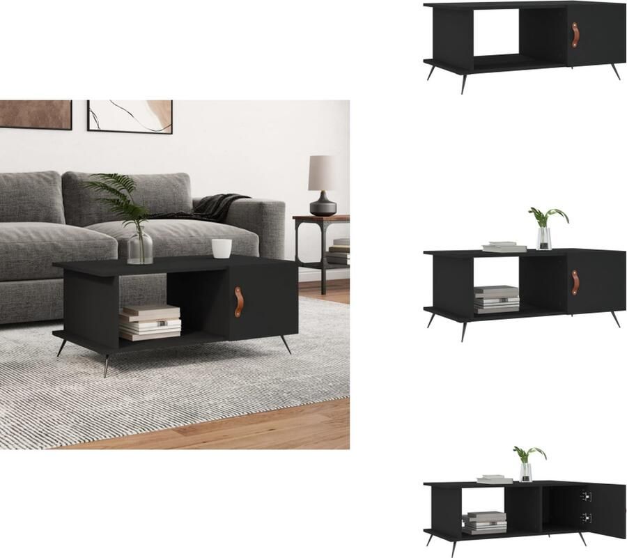 VidaXL Salontafel Salontafels Tafel Bijzettafel -Salontafel-90x50x40-cm-bewerkt-hout-zwart - Foto 2