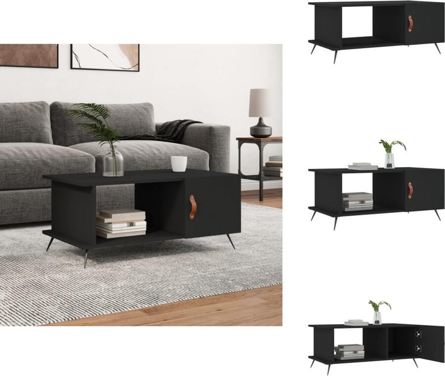 VidaXL Salontafel Salontafels Tafel Bijzettafel -Salontafel-90x50x40-cm-bewerkt-hout-zwart