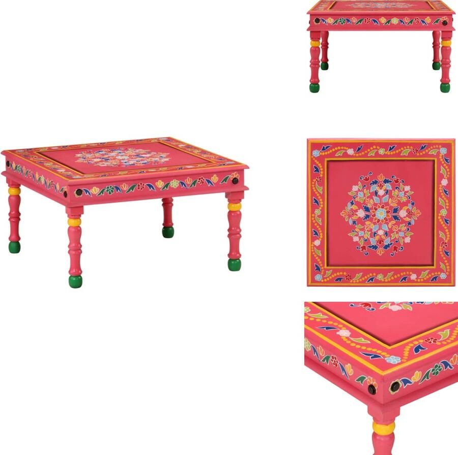 VidaXL Salontafel Salontafels Tafel Bijzettafel -Salontafel-handbeschilderd-massief-mangohout-roze