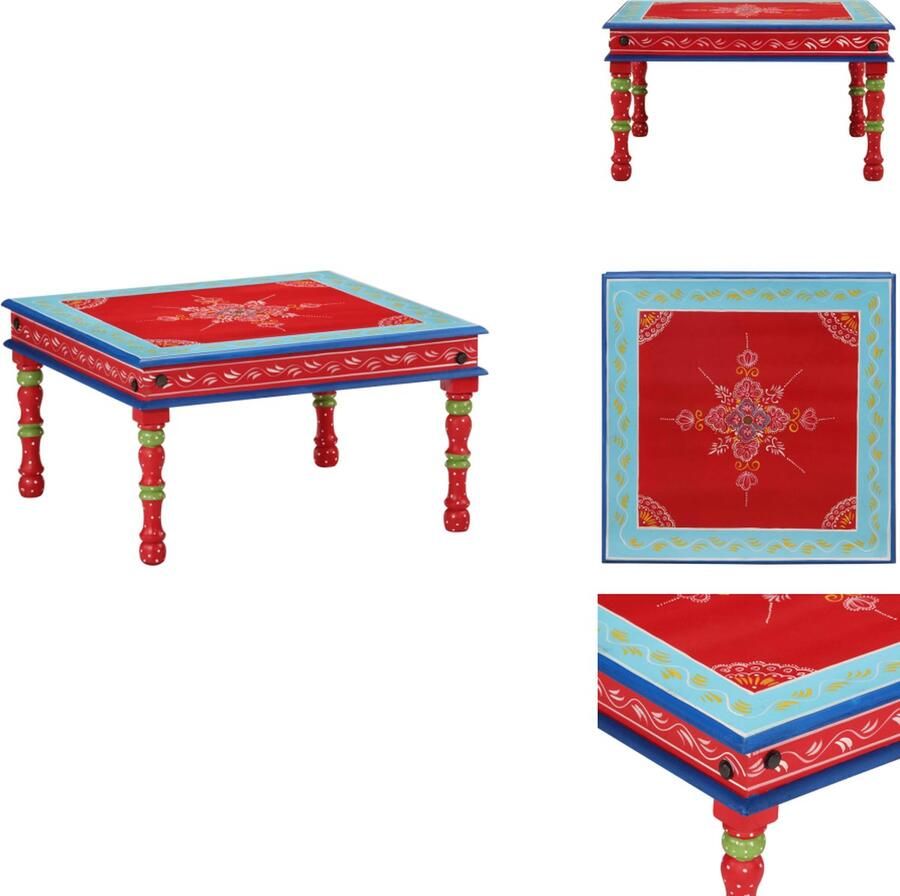 VidaXL Salontafel Salontafels Tafel Bijzettafel Salontafel handbeschilderd massief mangohout rood