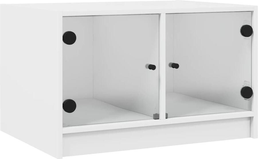 VidaXL Salontafel met glazen deuren 68x50x42 cm wit Salontafel Salontafels Tafel Bijzettafel
