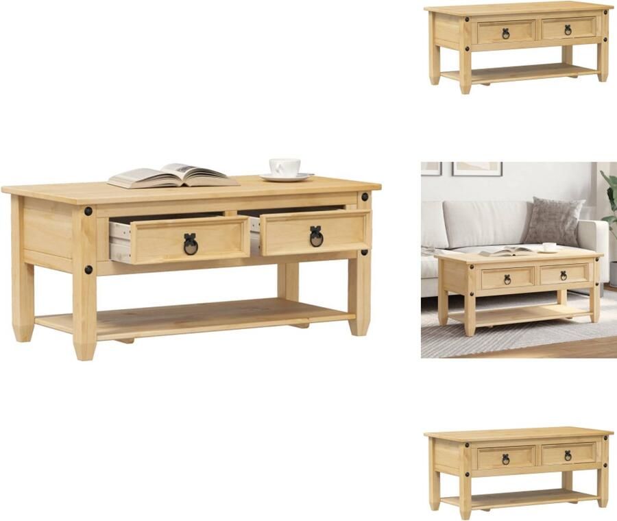 VidaXL Salontafel Salontafels Tafel Bijzettafel Salontafel met lades Corona 100x48x45 cm massief grenenhout