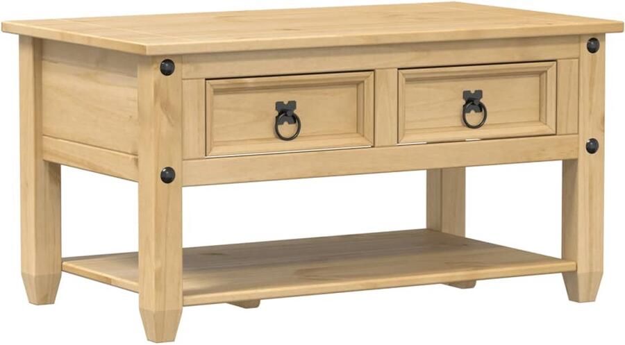 VidaXL Salontafel met lades Corona 85x50x45 cm massief grenenhout Salontafel Salontafels Tafel Bijzettafel