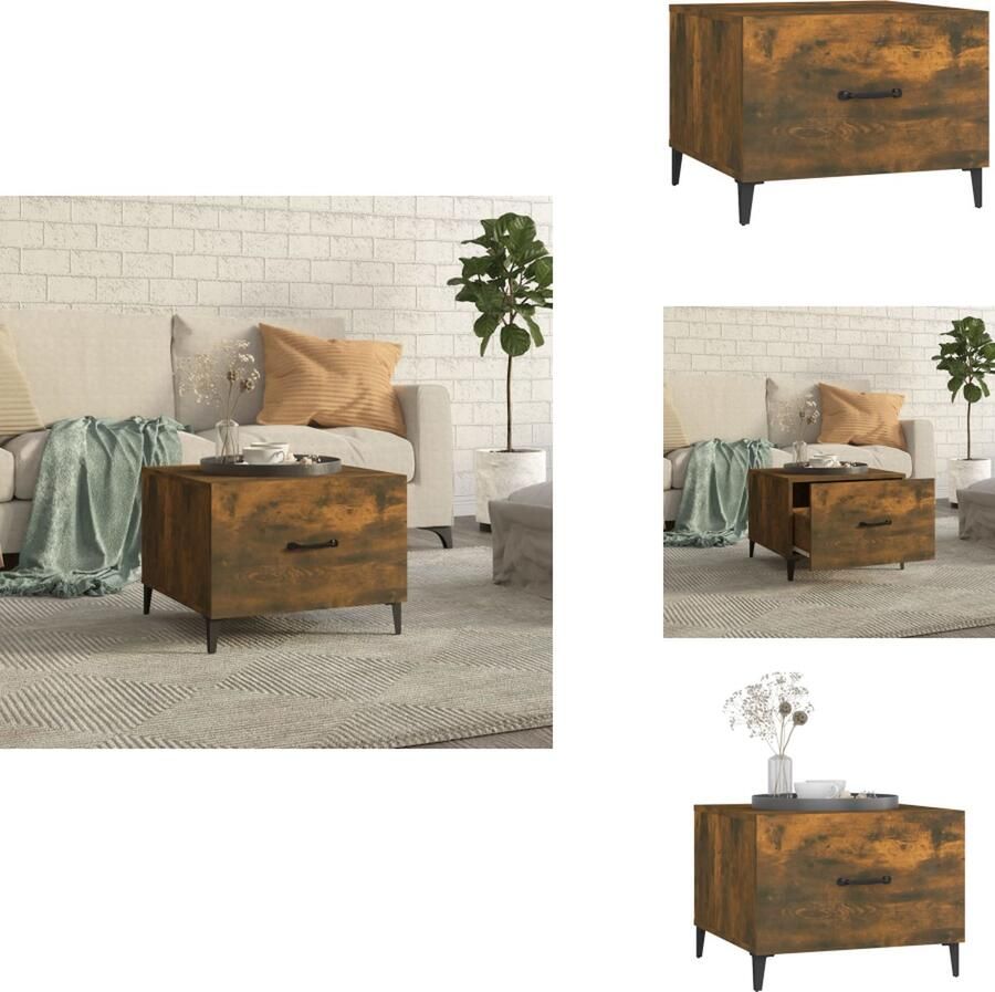 VidaXL Salontafel Salontafels Tafel Bijzettafel Salontafel met metalen poten 50x50x40 cm gerookt eikenkleurig