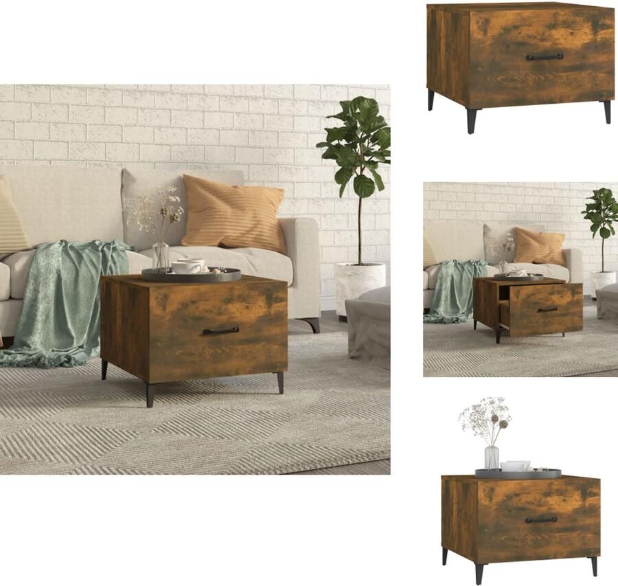 VidaXL Salontafel Salontafels Tafel Bijzettafel Salontafel met metalen poten 50x50x40 cm gerookt eikenkleurig - Foto 2